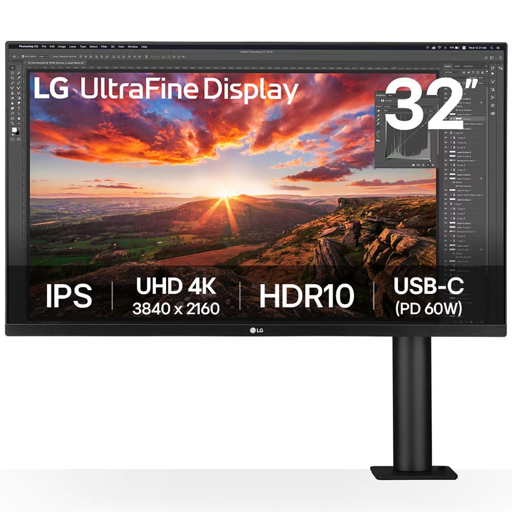 Монитор 31.5" LG 32UN880K-B IPS, 3840x2160, 60Hz, 5ms, 350сd/m, 1000:1, HDR10 | 2xHDMI(2.0), DP(1.4), Type-C(PD-60W), 2xUSB3.0 | HAS, Pivot, Swivel, ExPSU, Speakers, Vesa 100, Black