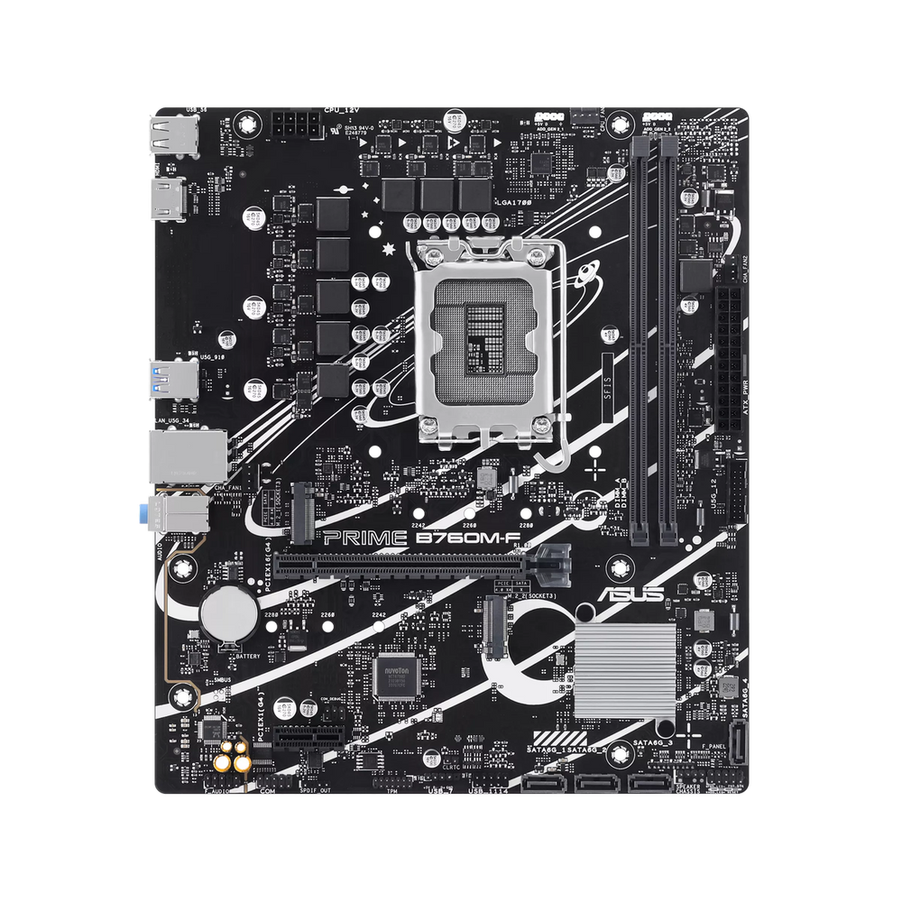Материнская плата ASUS PRIME B760M-F LGA1700 mATX 2xDDR5 PCIEx16 PCIEx1 2xM.2 HDMI GLAN