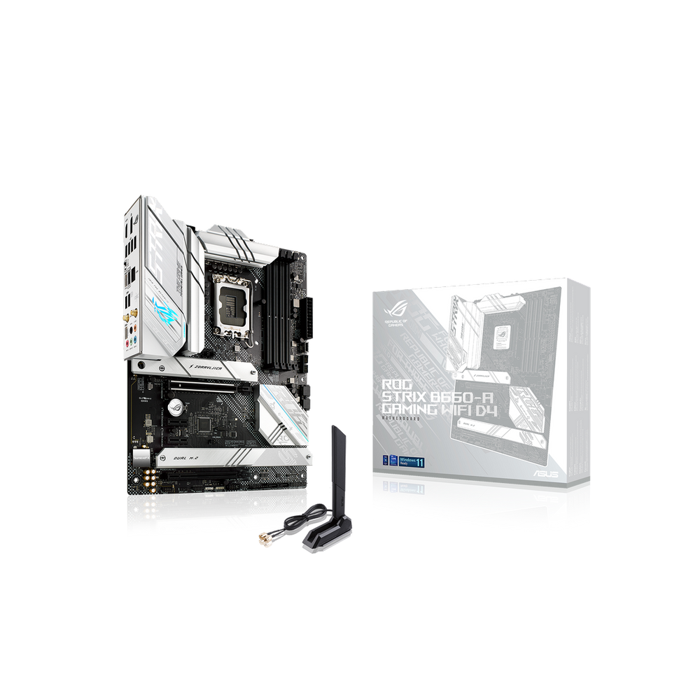 Материнская плата ASUS ROG STRIX B660-A GAMING WIFI D4 LGA1700 ATX 4xDDR4 2xPCIEx16 2xPCIEx1 3xM.2 2xUSB-C DP HDMI 2.5GLAN Wi-Fi6