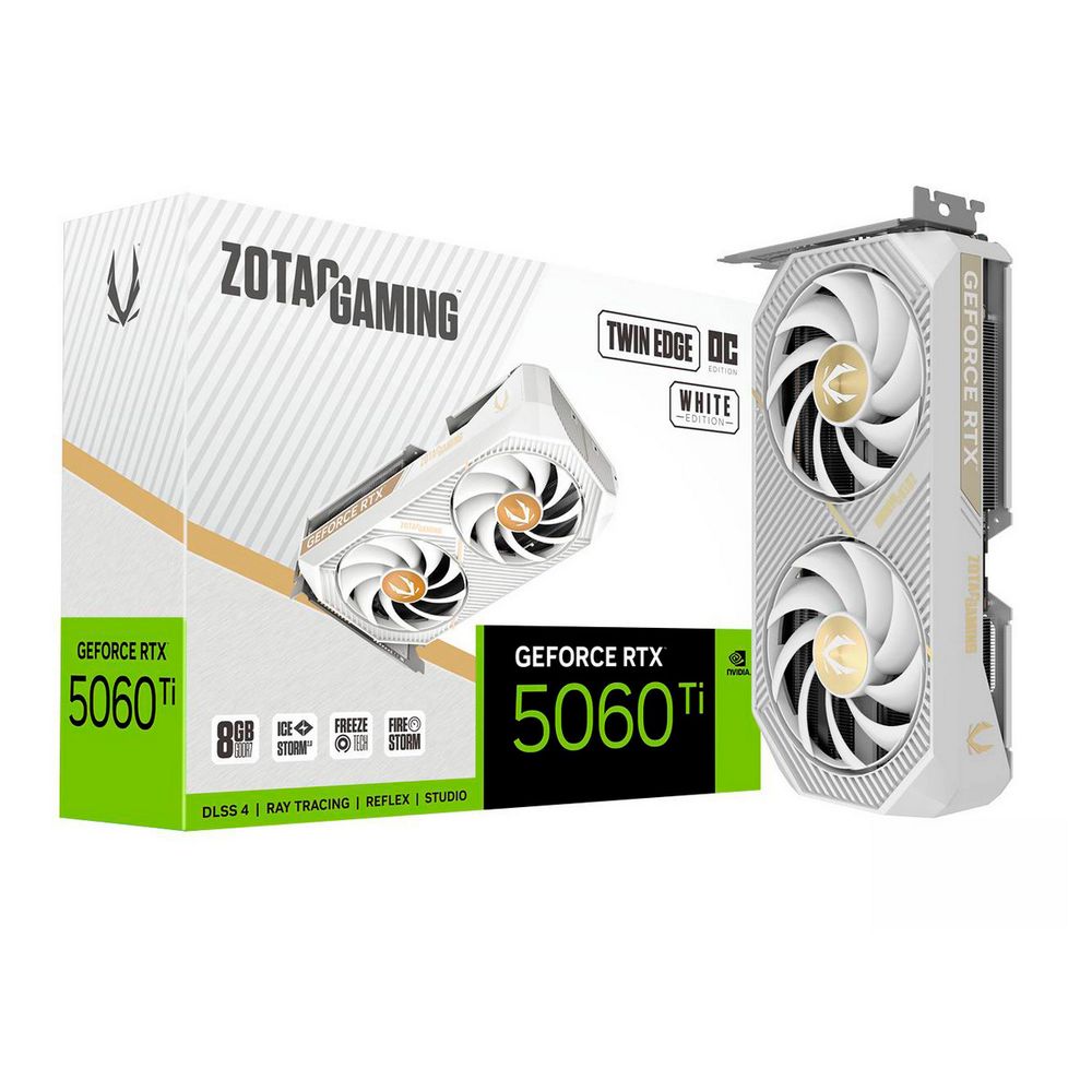 Видеокарта Zotac RTX5060Ti TWIN EDGE OC WHITE ED 8GB GDDR7 128bit 3xDP HDMI 2FAN RTL