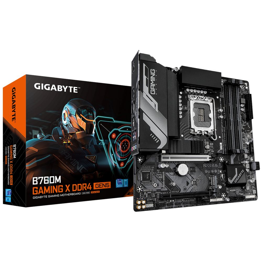 Материнская плата Gigabyte B760M GAMING X DDR4 GEN5 B760, LGA1700, 4xDDR4, 2*PCI-Ex16, 2*M.2, 1*Type-C, 5*USB3.2Gen1, 9*USB2.0, 4*SATA3.0, 2.5G, DP, HDMI, ATX, RTL