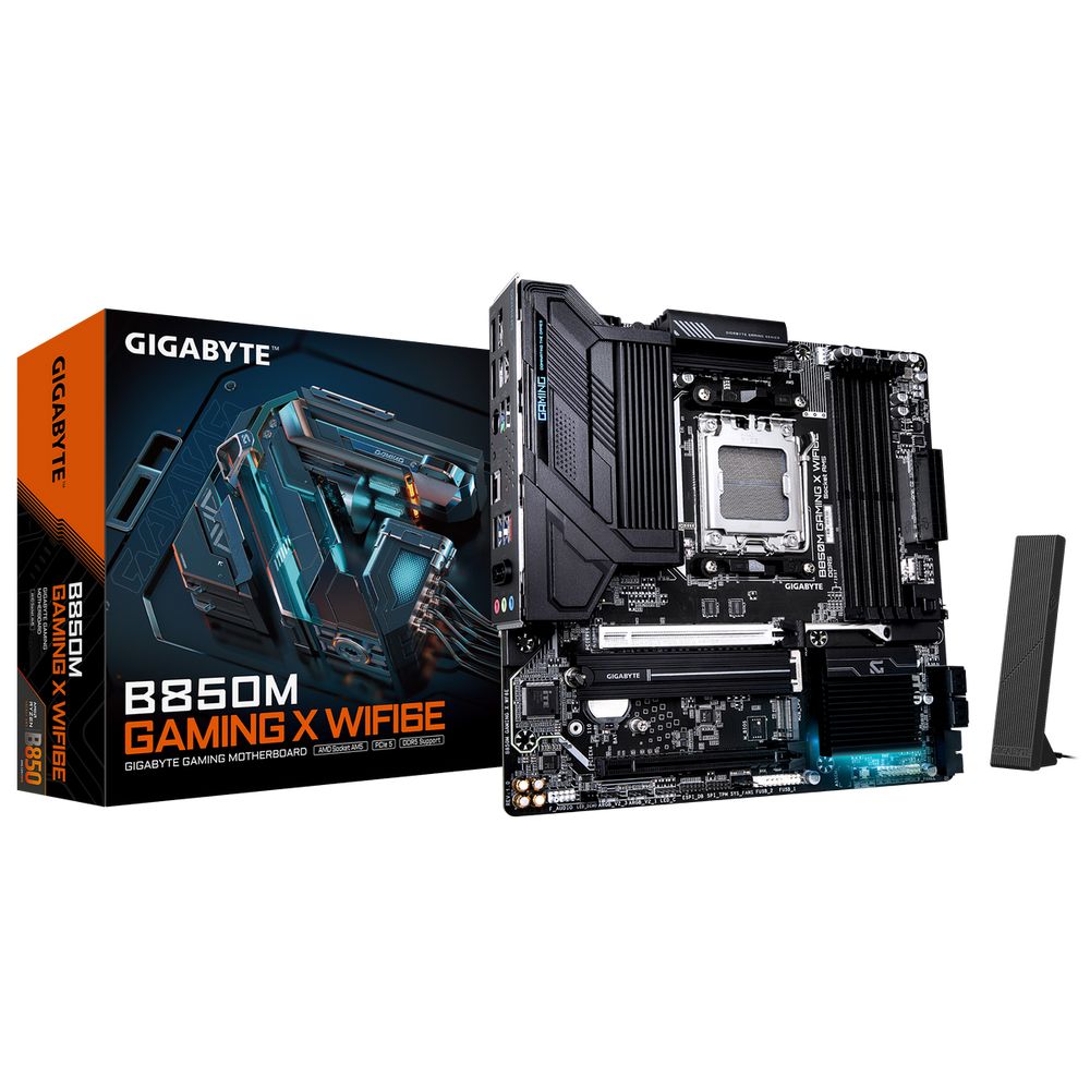 Материнская плата Gigabyte Bad Pack B850M GAMING X WIFI6E, Socket AM5, AMD B850, 4xDDR5-5200, HDMI+DP+DP, 2xPCI-Ex16, 4xSATA3(RAID 0/1/10), 2xM.2, 8 Ch Audio, 1x2,5GLan, WiFi, (4+4)xUSB2.0, (3+4)xUSB3.2, (1+1)xUSB Type-C™, 1xPS/2, mATX, RTL bp
