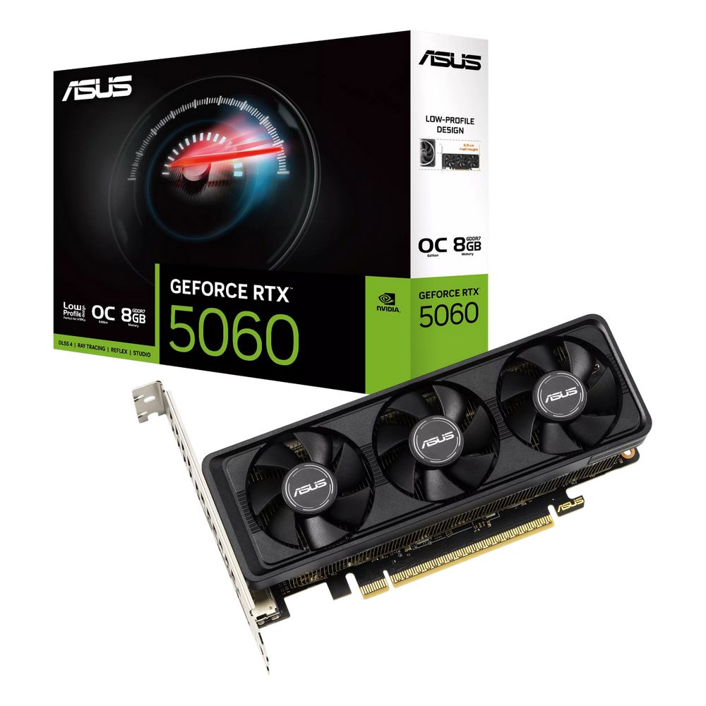 Видеокарта ASUS RTX5060 LP BRK OC 8GB GDDR7 128bit 1xDP 2xHDMI 3FAN LP RTL (RTX5060-O8G-LP-BRK)