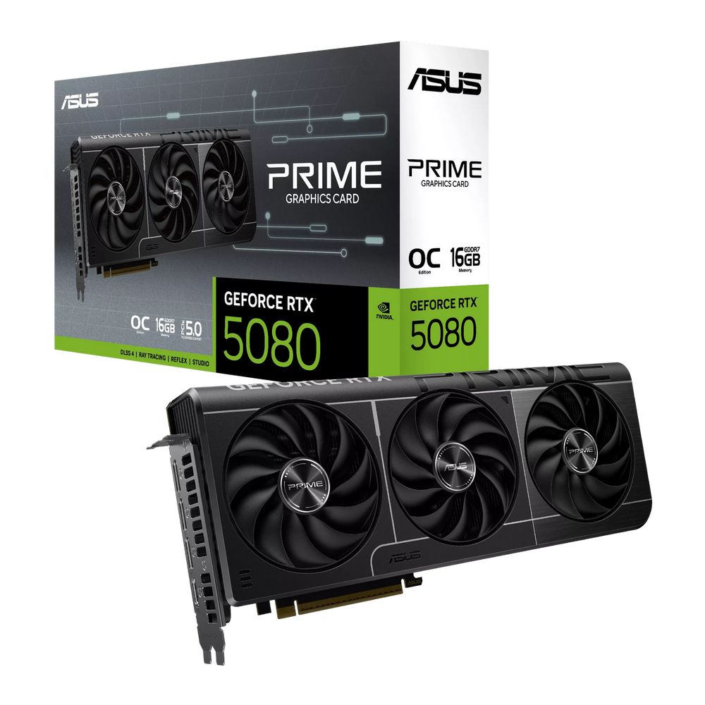 Видеокарта ASUS RTX5080 PRIME EVO OC 16GB GDDR7 256bit 3xDP HDMI 3FAN RTL (PRIME-RTX5080-O16G-EVO)