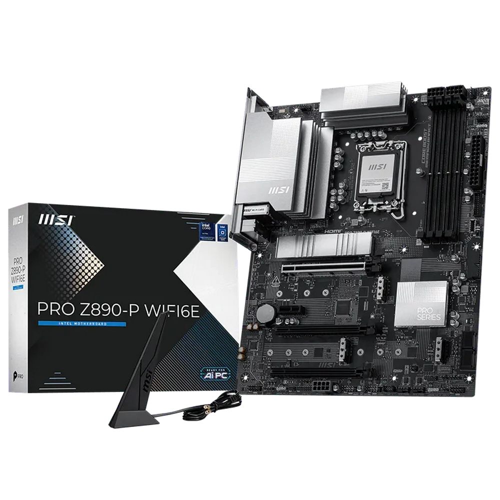 Материнская плата MSI PRO Z890-P WIFI6E Z890, LGA1851, 4*DDR5, 3*PCIEx16, 1*PCIEx1, 4*M.2, 2*TypeC, 1*USB3.2 Gen2, 6*USB3.2 Gen1, 8*USB2.0, 4*SATA3, 5G, DP, HDMI, ATX, RTL
