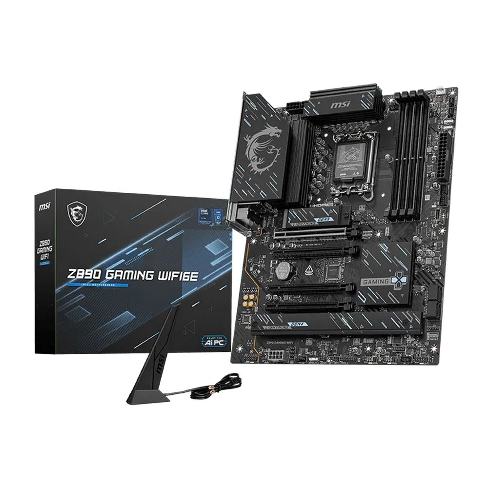 Материнская плата MSI Z890 GAMING WIFI6E Z890, LGA1851, 4*DDR5, 4*PCIEx16, 3*M.2, 2*TypeC, 8*USB3.2 Gen1, 4*USB2.0,  4*SATA3, 2.5G, DP, HDMI, ATX, RTL