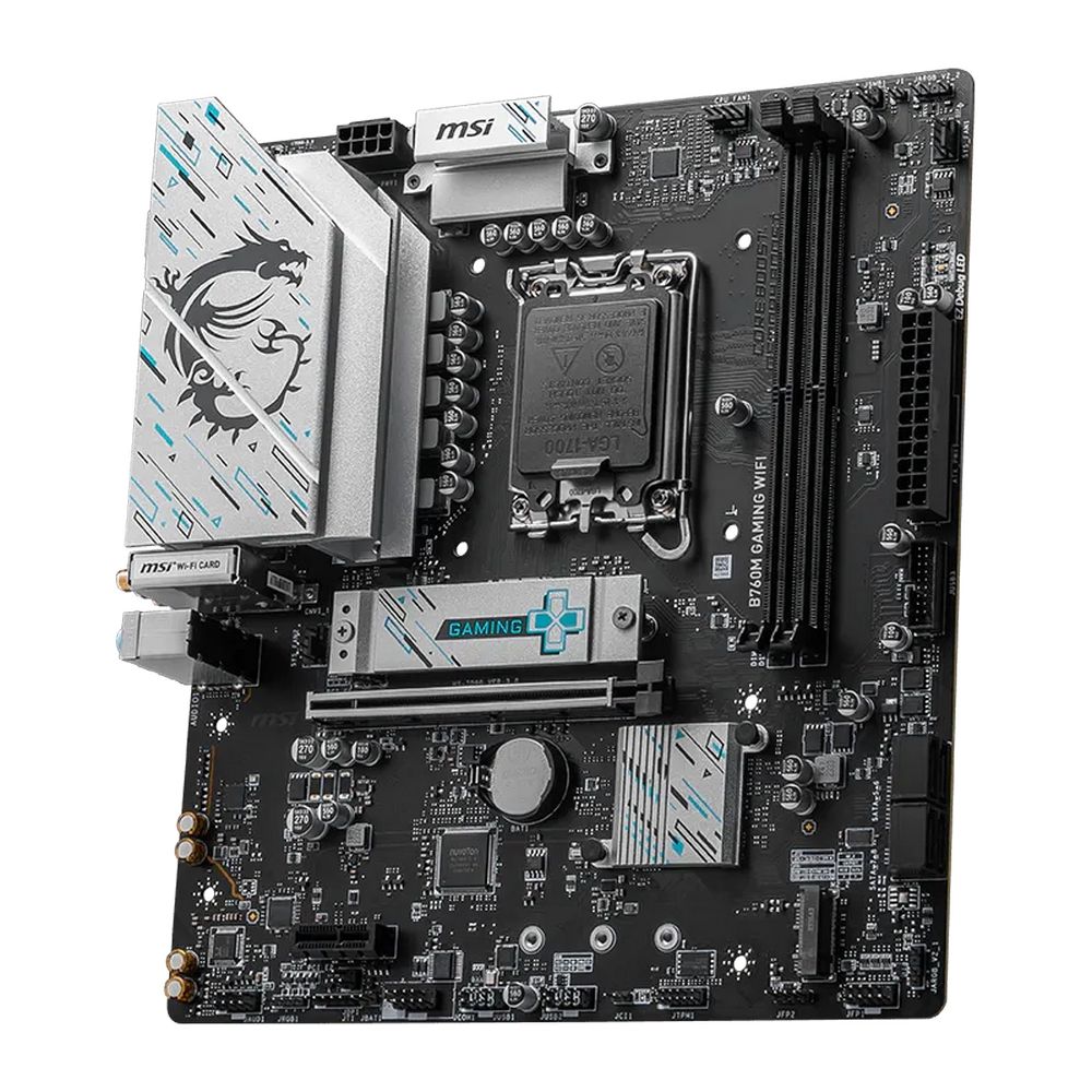 Материнская плата MSI B760M GAMING WIFI B760, LGA1700, 2*DDR5, 1*PCIEx16, 1*PCIEx1, 2*M.2, 6*USB3.2Gen1, 6*USB2.0, 4*SATA3.0, 2.5G, VGA, DP, HDMI, M-ATX, RTL