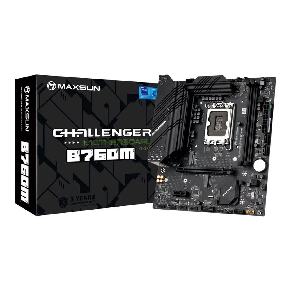 Материнская плата Maxsun Bad Pack MS-Challenger B760M B760, LGA1700, 2*DDR4, 1*PCIEx16, 1*PCIEx1, 2*M.2, 6*USB3.2Gen1, 6*USB2.0, 3*SATA3.0, 1G, VGA, HDMI, M-ATX, RTL bp