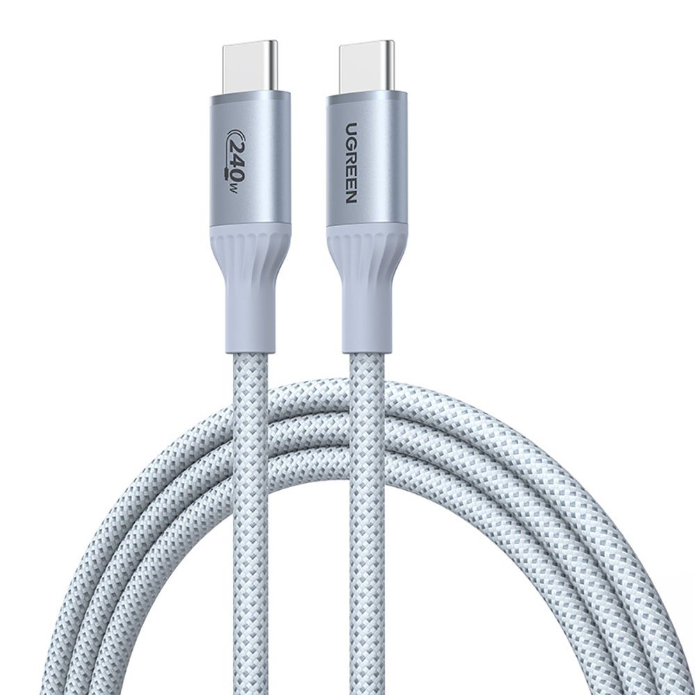 Кабель UGREEN L534 (75731) USB-C to USB-C 240W PD Fast Charging Cable. Длина: 1м. Цвет: серебристо-голубой