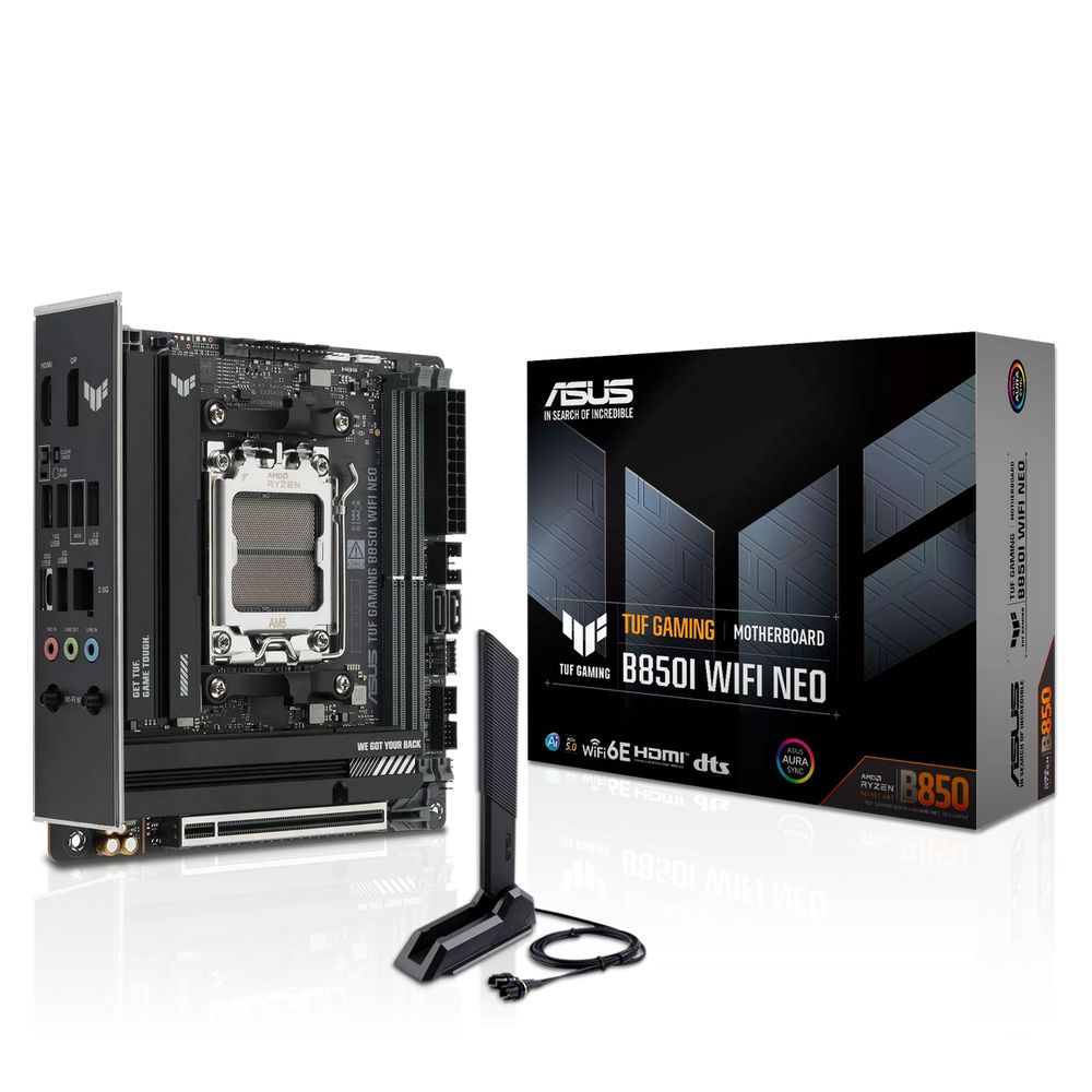 Материнская плата ASUS TUF GAMING B850I WIFI NEO AM5 mini-ITX 2xDDR5 1xPCIEx16 1xM.2 USB-C DP HDMI 2,5GLAN WiFi 6E