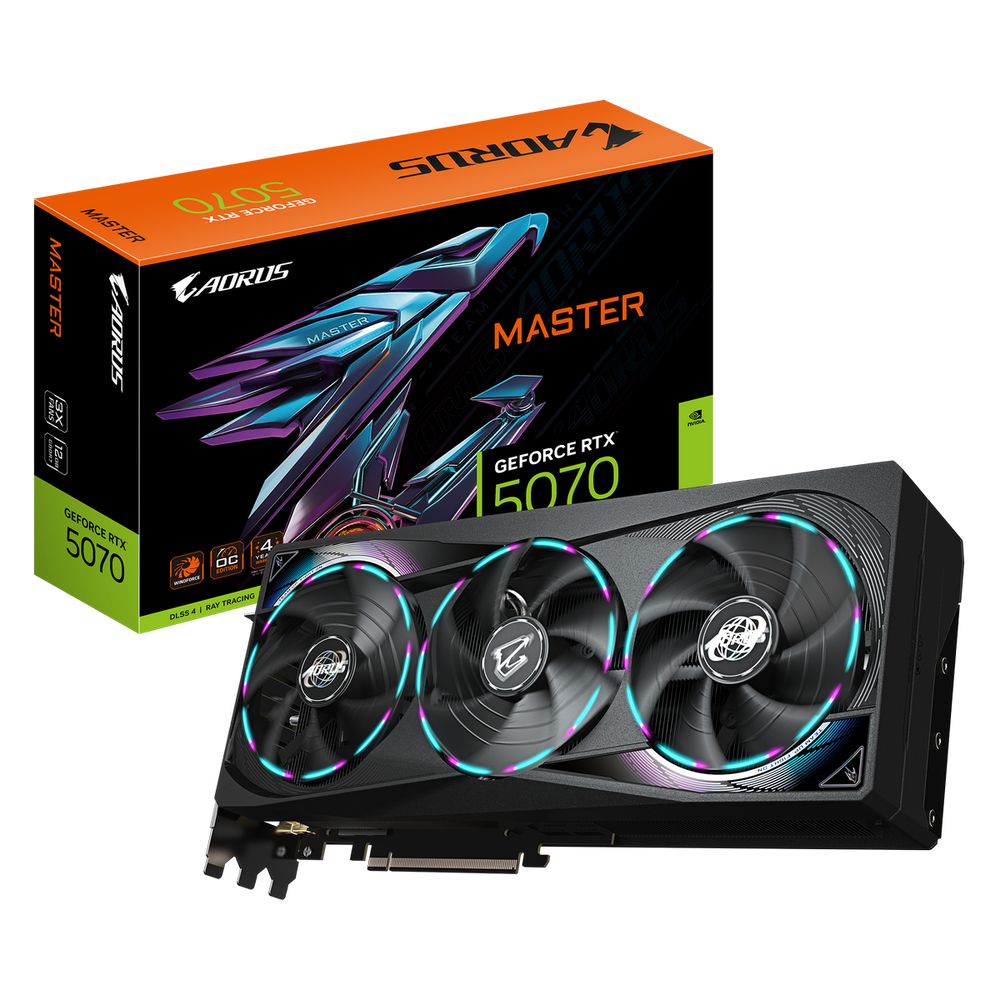 Видеокарта AORUS Bad Pack RTX5070 MASTER 12GB GDDR7 192bit 3xDP HDMI 3FAN RTL bp