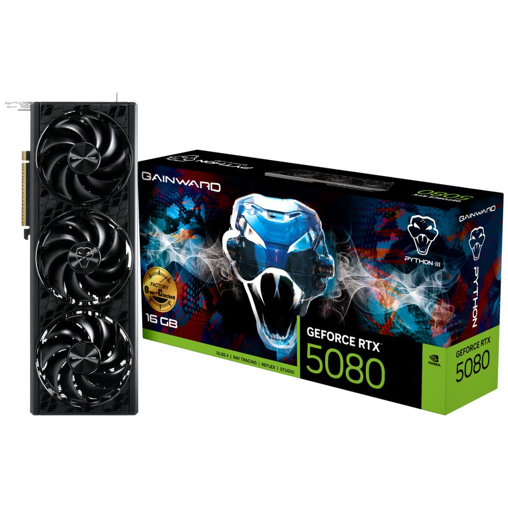 Видеокарта Gainward RTX5080 PYTHON III OC 16GB GDDR7 256bit 3xDP HDMI 3FAN RTL