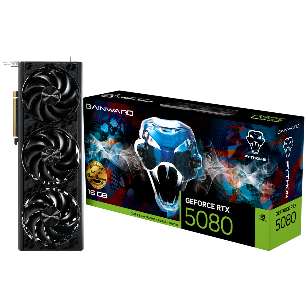 Видеокарта Gainward RTX5080 PYTHON III OC 16GB GDDR7 256bit 3xDP HDMI 3FAN RTL
