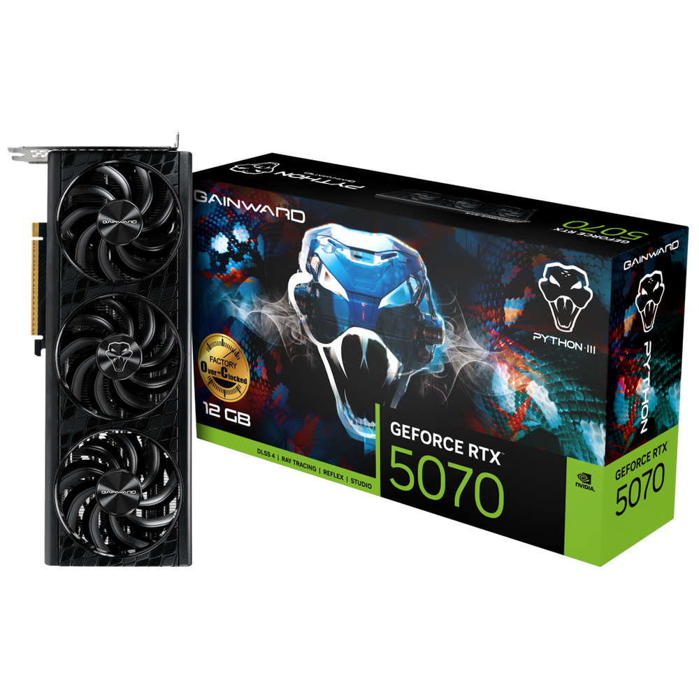 Видеокарта Gainward RTX5070 PYTHON III OC 12GB GDDR7 192bit 3xDP HDMI 3FAN RTL