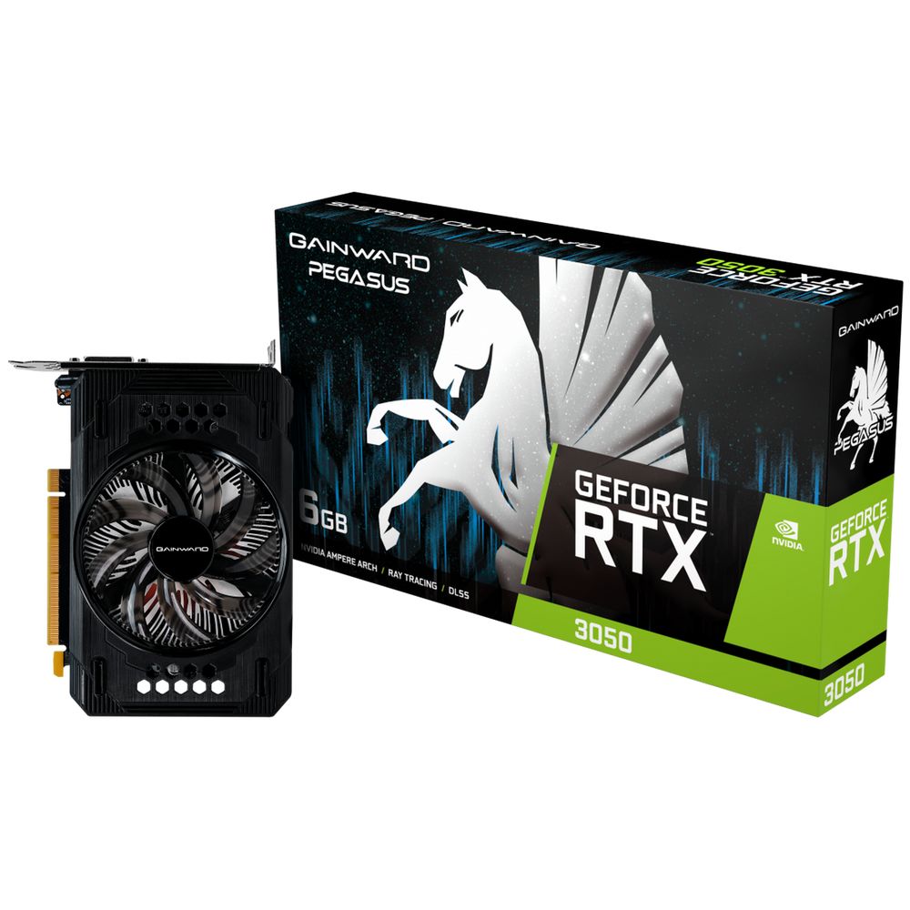 Видеокарта Gainward RTX3050 PEGASUS 6GB GDDR6 96bit DP HDMI DVI 1FAN RTL