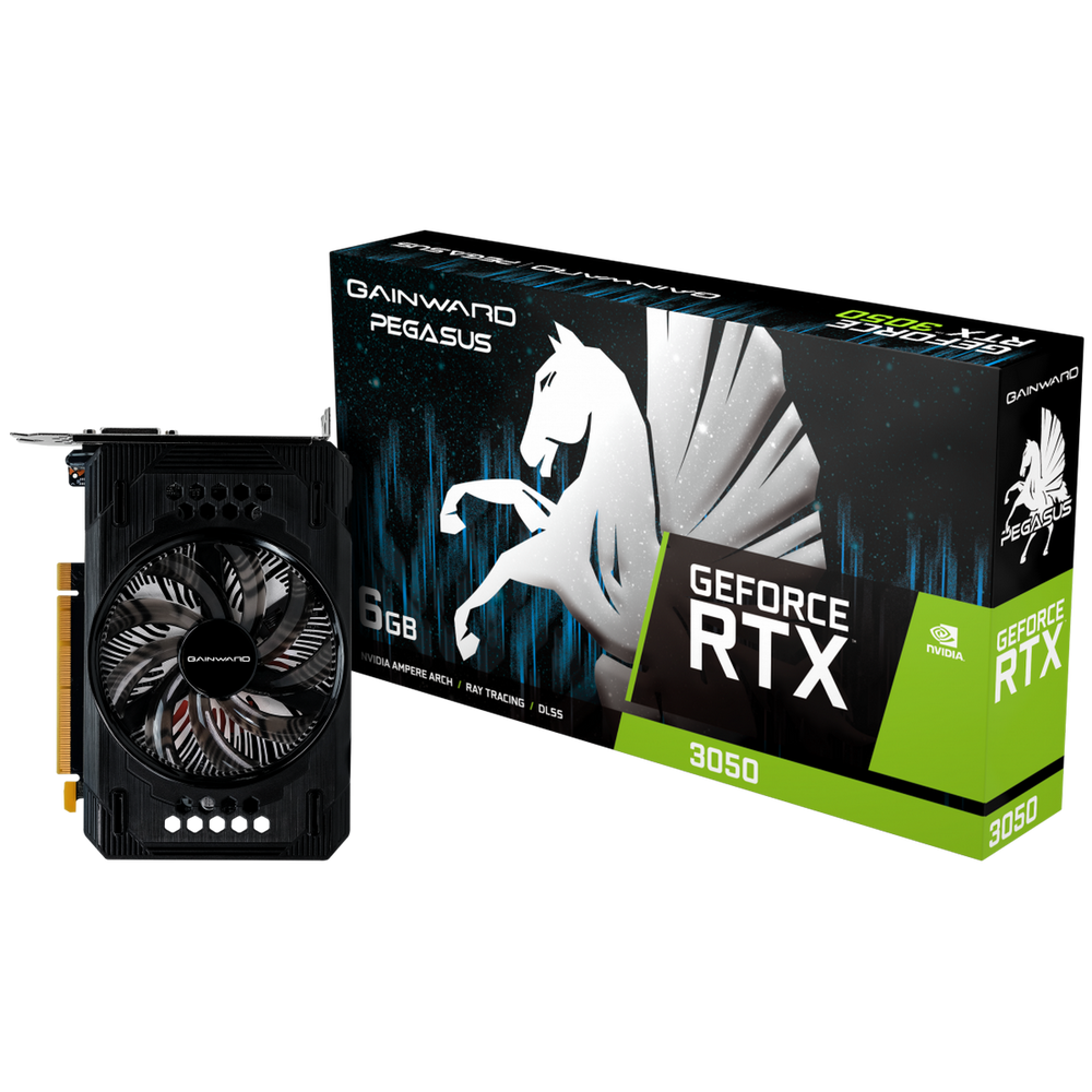 Видеокарта Gainward RTX3050 PEGASUS 6GB GDDR6 96bit DP HDMI DVI 1FAN RTL