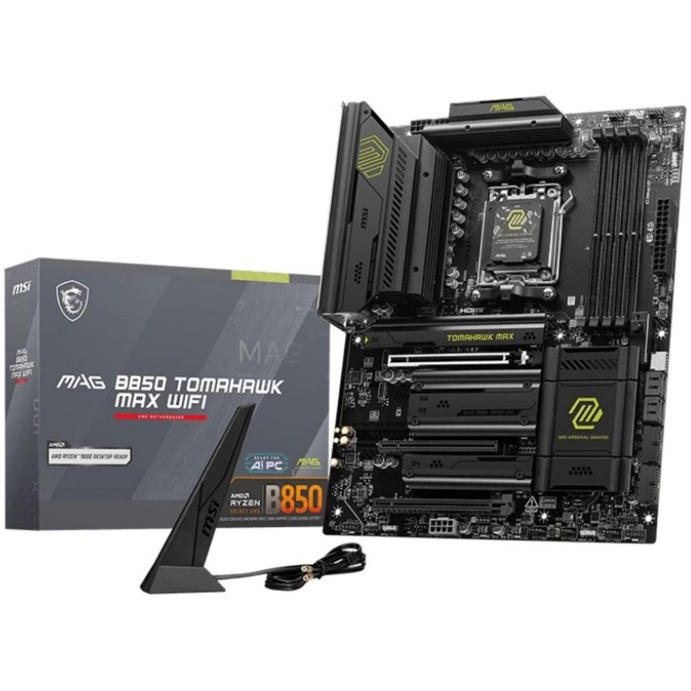 Материнская плата MSI Bad Pack MAG B850 TOMAHAWK WIFI B850, AM5, 4*DDR5, 2*PCIEx16, 1*PCIEx1, 3*M.2, 3*TypeC, 2*USB3.2Gen2, 4*USB3.2Gen1, 8*USB2.0, 4*SATA3.0, 5G, HDMI, ATX, RTL bp