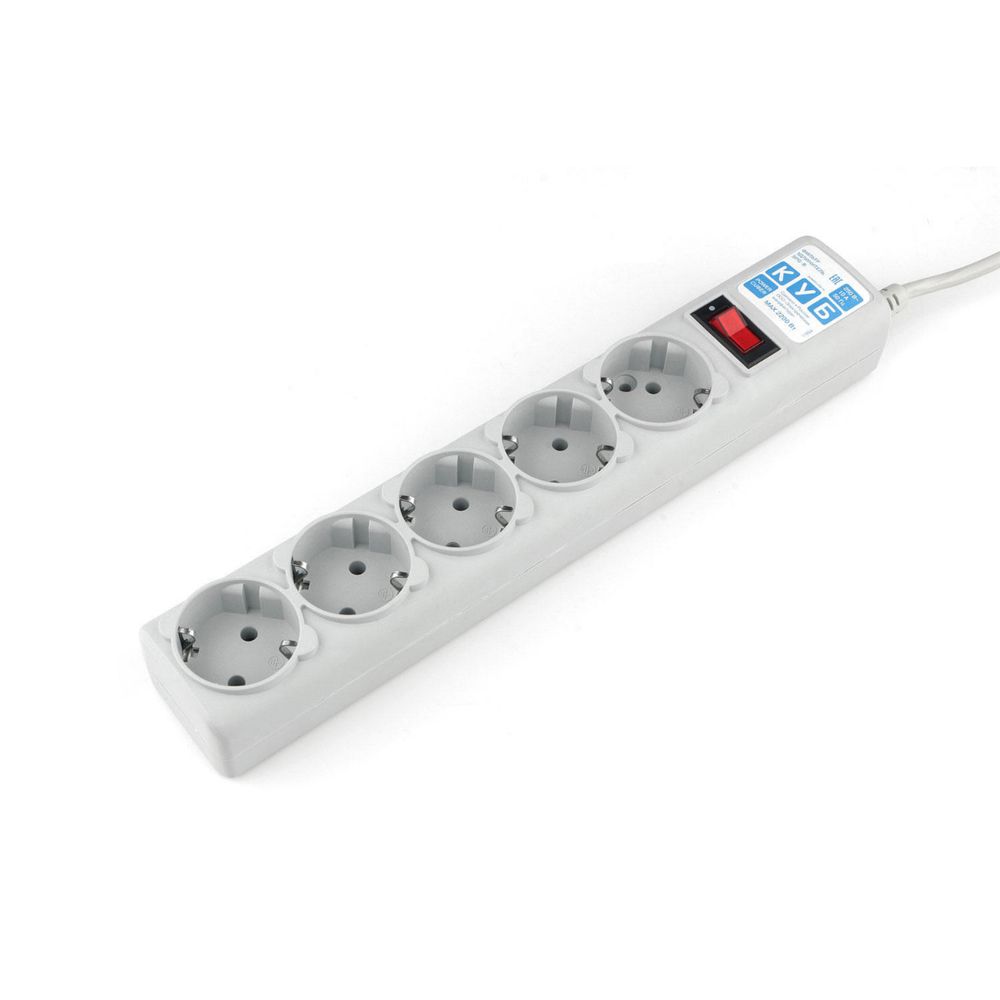 Фильтр-удлинитель Power Cube SPG-B-15 5 розеток, серый, 5м, 10 А/2,2 кВт, 3*0.75 мм²