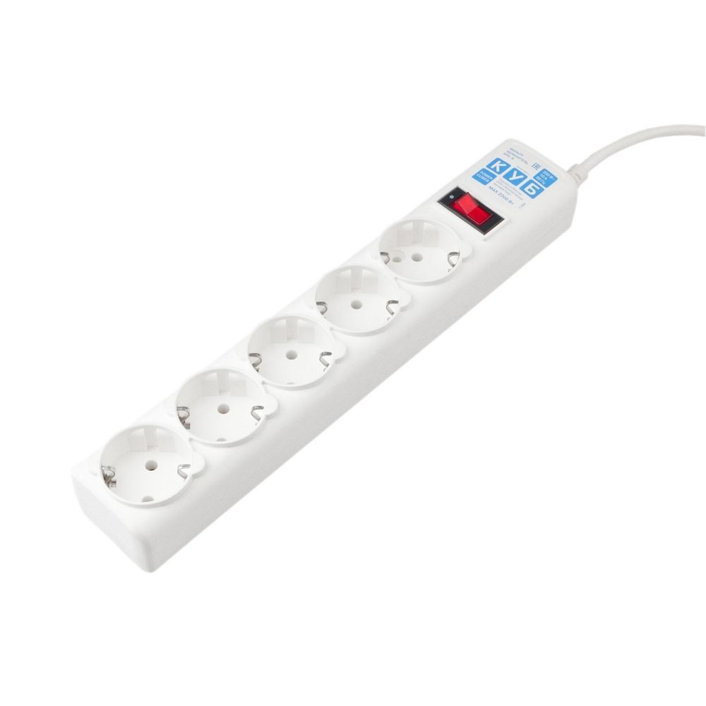 Фильтр-удлинитель Power Cube SPG-B-0,5M-WHITE 5 розеток, белый, 0.5 м, 10 А/2,2 кВт, 3*0.75 мм²