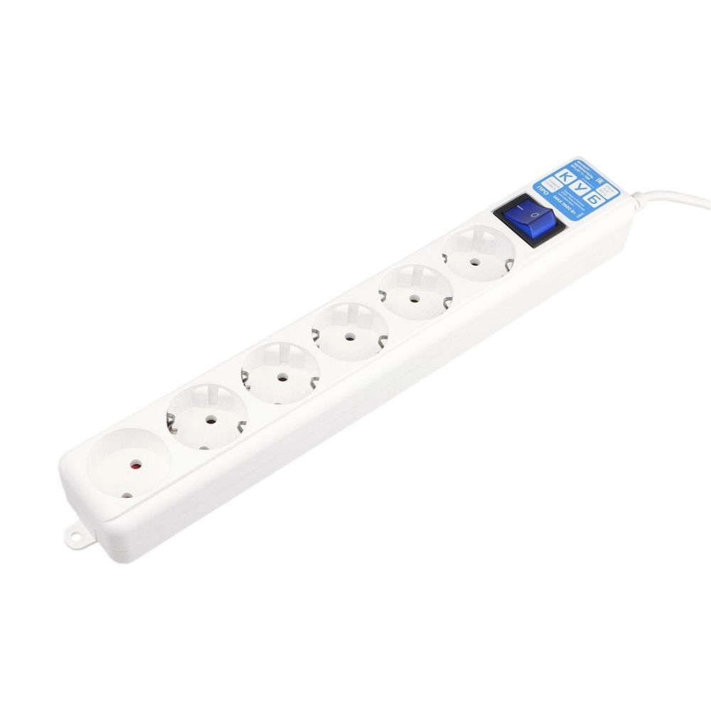 Фильтр-удлинитель Power Cube Pro SPL6-16-P-3M 6 розеток (5 с заземлением + 1 без), белый, 3м, 16 А/3,5 кВт, 3*1.5мм²