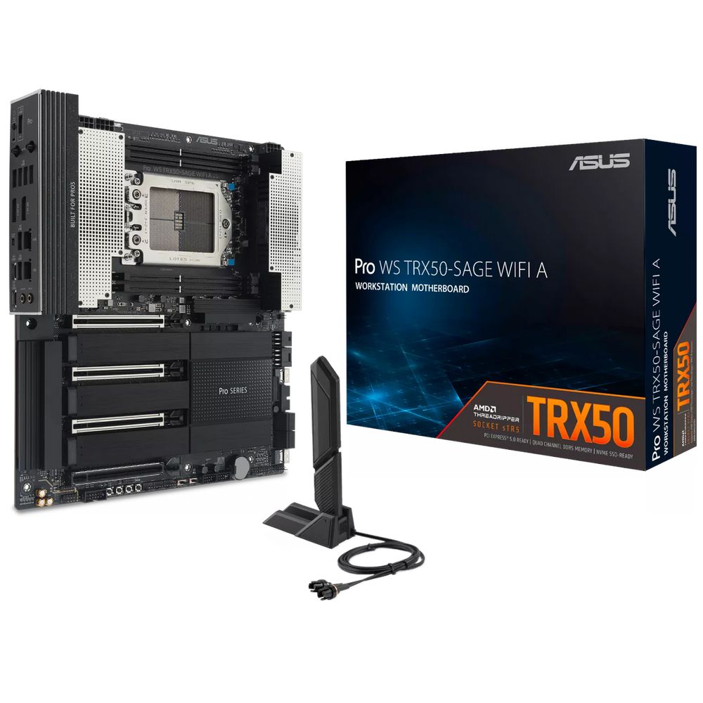 Материнская плата ASUS PRO WS TRX50-SAGE WIFI A TRX50, sTR5, 4xDDR5, 5xPCIEx16, 3xM.2, 1xTypeC, 6*USB3.2Gen2, 2*USB3.2Gen2, 4*USB2.0, 4*SATA3.0, 10G, 2.5G, 1xTypeC(DP), HDMI, CEB