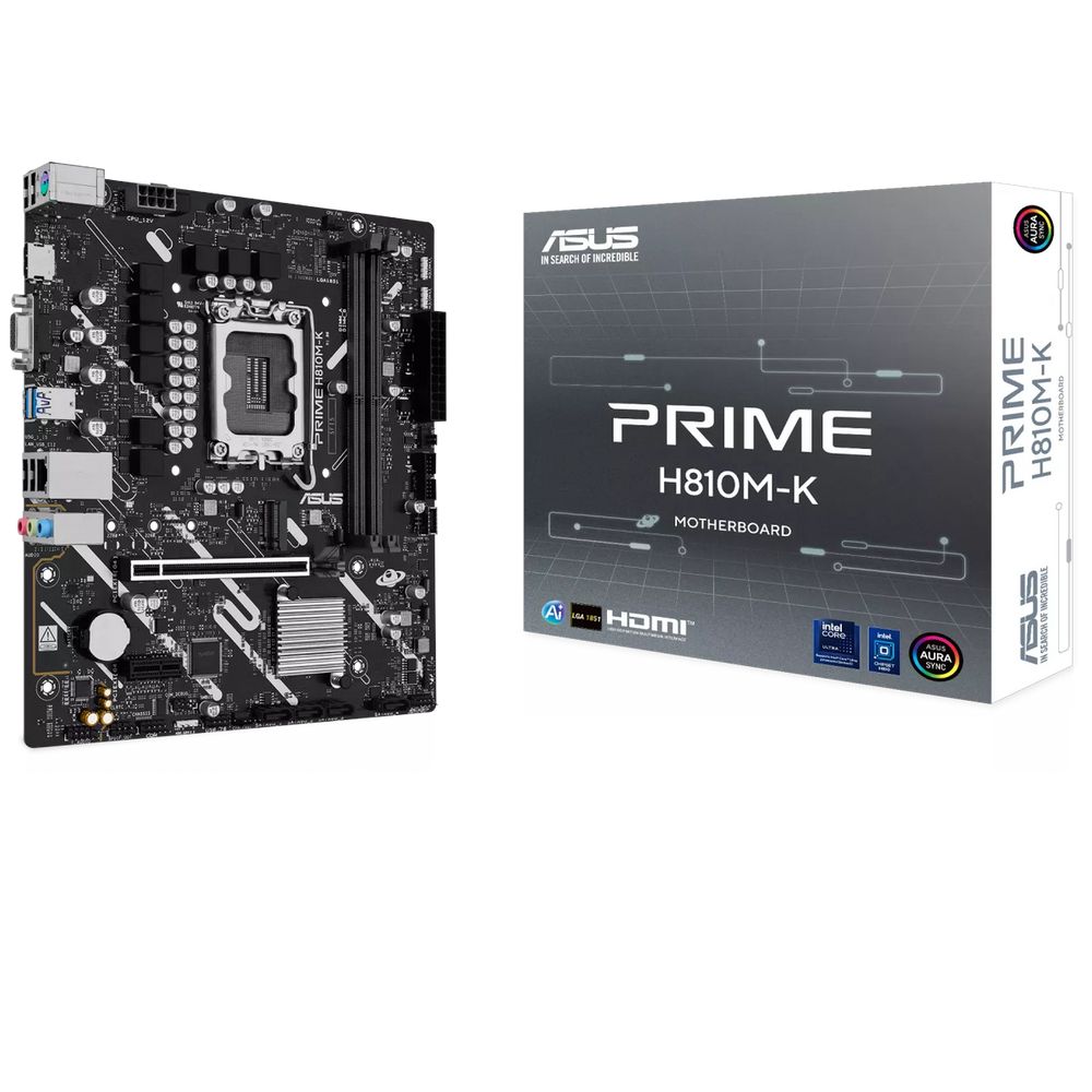 Материнская плата ASUS PRIME H810M-K H810, LGA1851, 2*DDR5, 1*PCIEx16, 1*PCIEx1, 1*M.2, 1xTypeC, 4*USB3.2Gen1, 6*USB2.0, 4*SATA3.0, 1G, VGA, HDMI, M-ATX, RTL