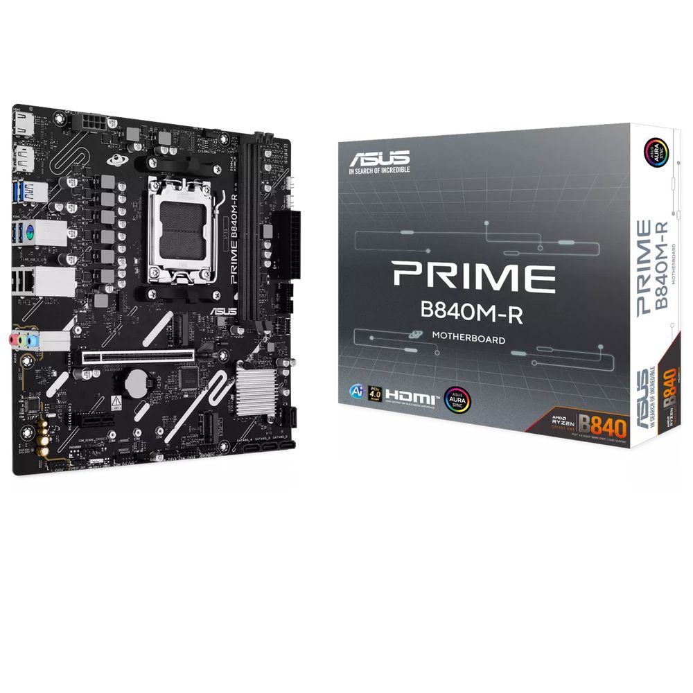 Материнская плата ASUS PRIME B840M-R B840, AM5, 2*DDR5, 1*PCIEx16, 1*PCIEx1, 2*M.2, 1xTypeC, 6*USB3.2Gen1, 4*USB2.0, 4*SATA3.0, 1G, DP, HDMI, M-ATX, RTL