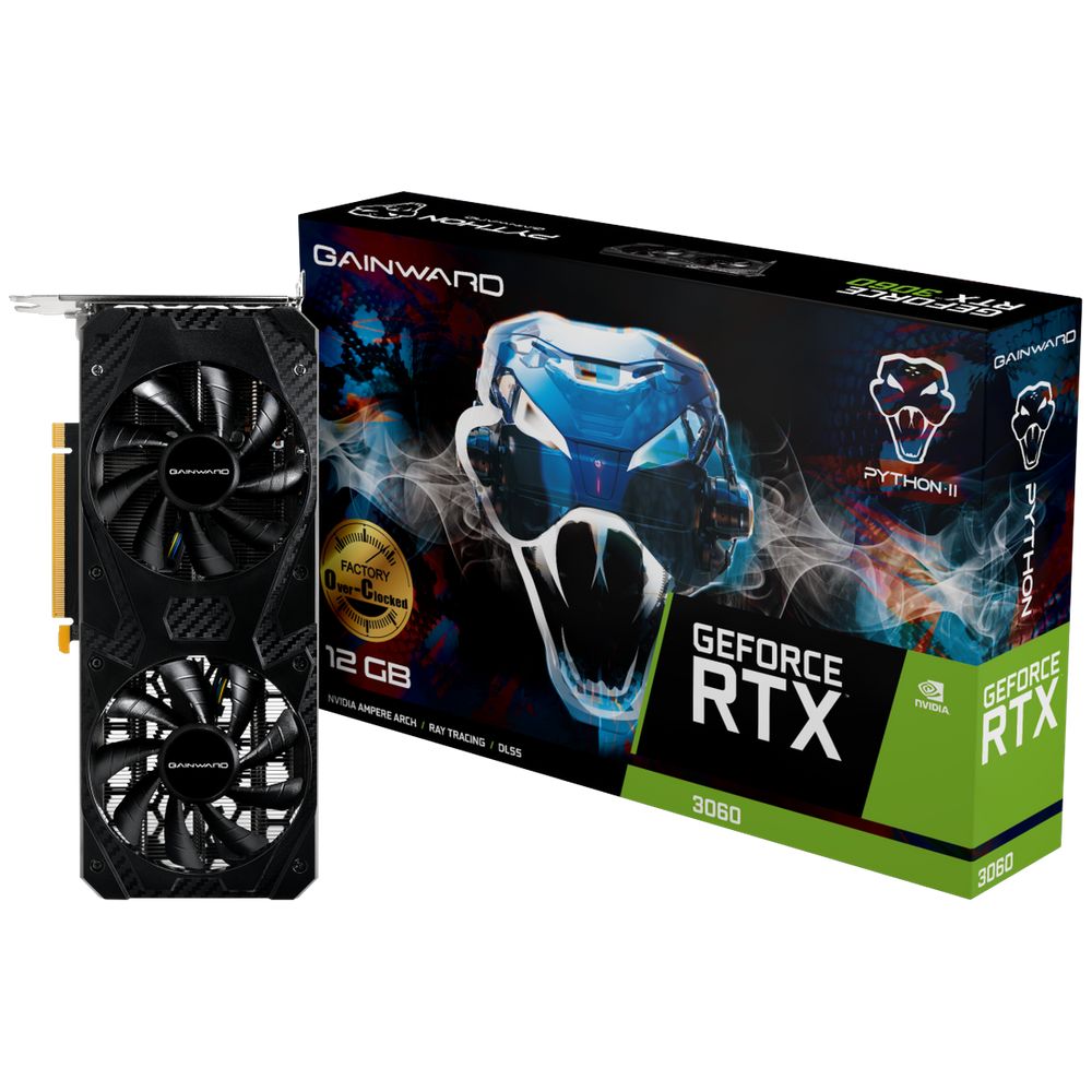 Видеокарта Gainward RTX3060 PYTHON II OC 12GB GDDR6 192bit 3xDP HDMI 2FAN RTL