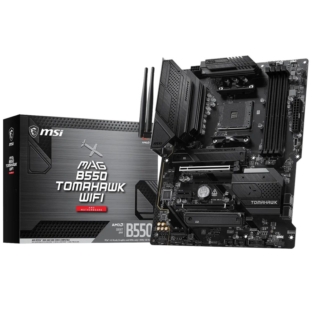 Материнская плата MSI MAG B550 TOMAHAWK WIFI B550, AM4, 4*DDR4, 2*PCIEx16, 2*PCIEx1, 2*M.2, 2*TypeC, 1*USB3.2Gen2, 4*USB3.2Gen1, 6*USB2.0, 4*SATA3.0, 2.5G, DP, HDMI, ATX, RTL