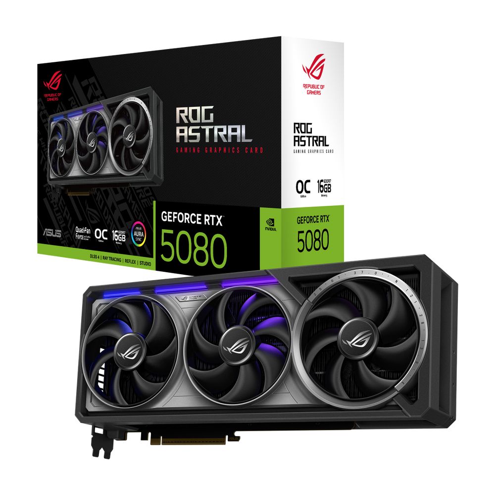 Видеокарта ASUS Bad Pack RTX5080 ROG ASTRAL OC 16GB GDDR7 256bit 3xDP 2xHDMI 3FAN RTL (ROG-ASTRAL-RTX5080-O16G-GAMING) bp