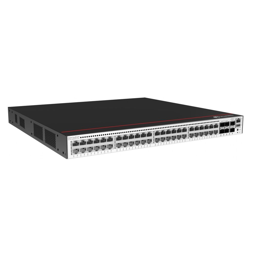 Коммутатор Huawei S5735-L48LP4XE-A-V2  (48*10/100/1000BASE-T ports, 4*10GE SFP+ ports, 2*12GE stack ports, PoE+, AC power, L-MLIC-S57L)