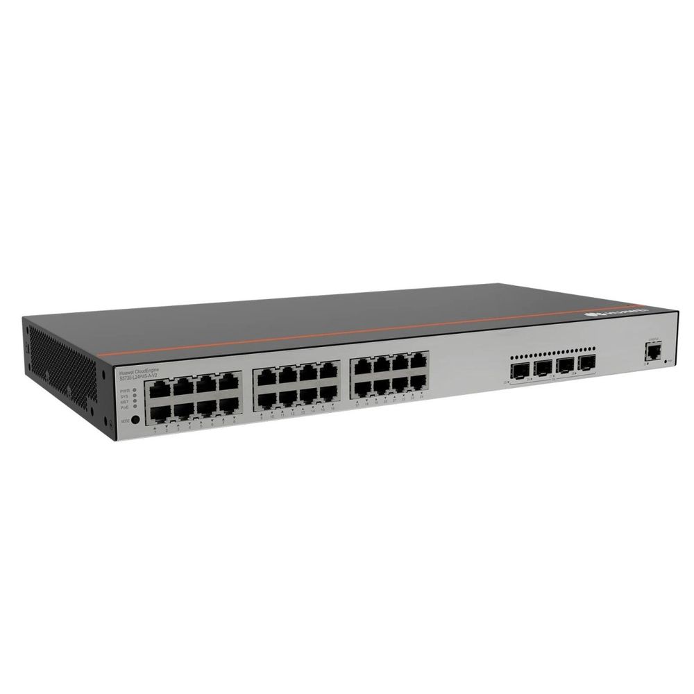 Коммутатор Huawei S5735-L24P4S-A-V2  (24*10/100/1000BASE-T ports, 4*GE SFP ports, PoE+, AC power, L-MLIC-S57L)