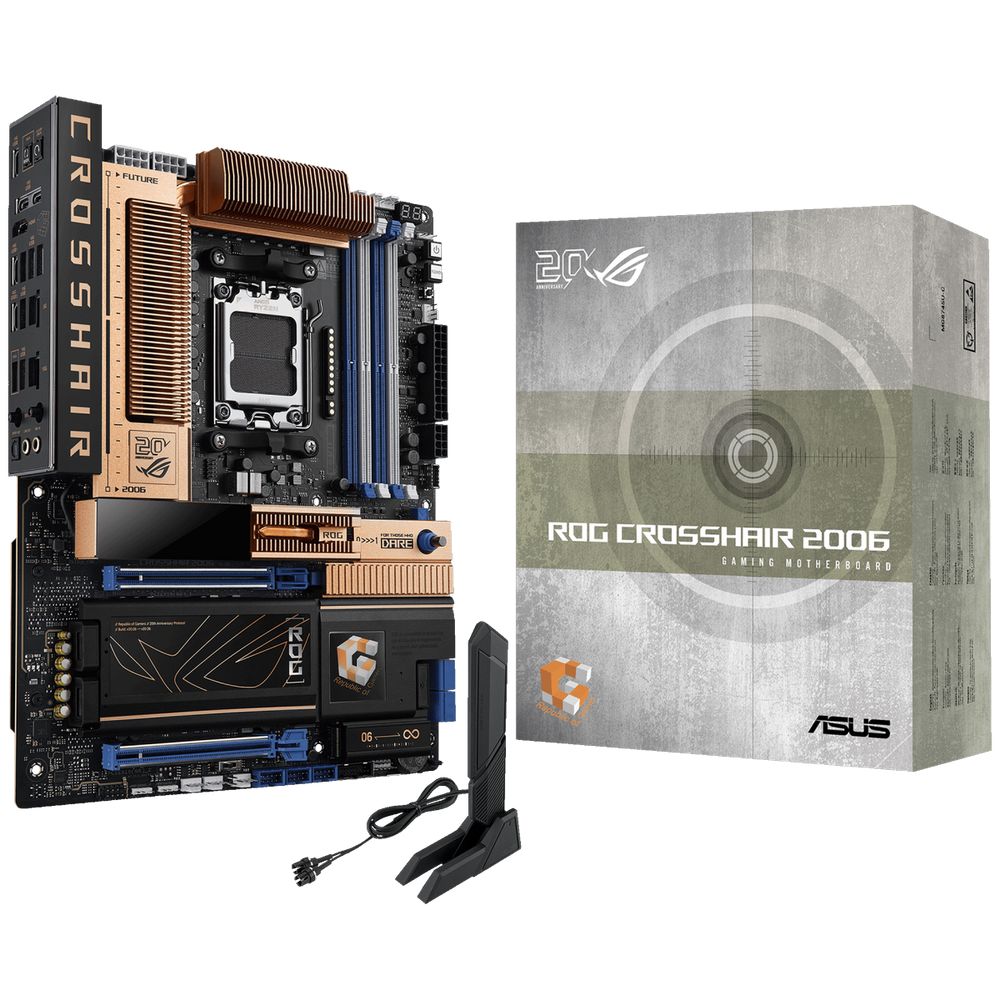 Материнская плата ASUS ROG CROSSHAIR 2006 X870E, AM5, 4*DDR5, 2*PCIEx16, 1*PCIEx1, 5*M.2, 5*TypeC, 6*USB3.2Gen2, 4*USB3.2Gen1, 6*USB2.0, 2*SATA3.0, 10G, 5G, 2*TypeC(DP), HDMI, ATX, RTL