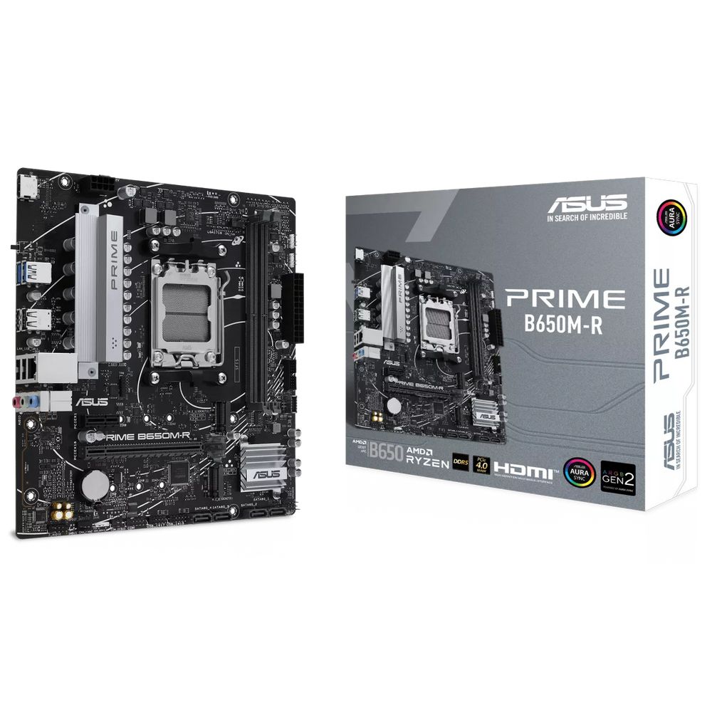 Материнская плата ASUS PRIME B650M-R B650, AM5, 2*DDR5, 1*PCIEx16, 1*PCIEx1, 2*M.2, 1*TypeC, 3*USB3.2Gen1, 6*USB2.0, 4*SATA3.0, 2.5G, HDMI, M-ATX, RTL