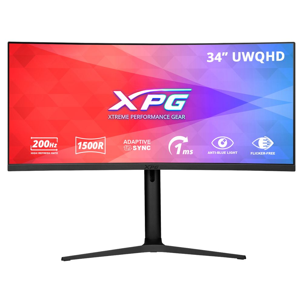 Монитор 34" XPG RIFT R34WXC  Black (VA (Curved), 3440x1440, 21:9, 8bits, 200Hz, 350cd/m, 1ms, 4000:1, 2хHDMI2.0, 2хDP1.4, HAS, Vesa 75х75 )