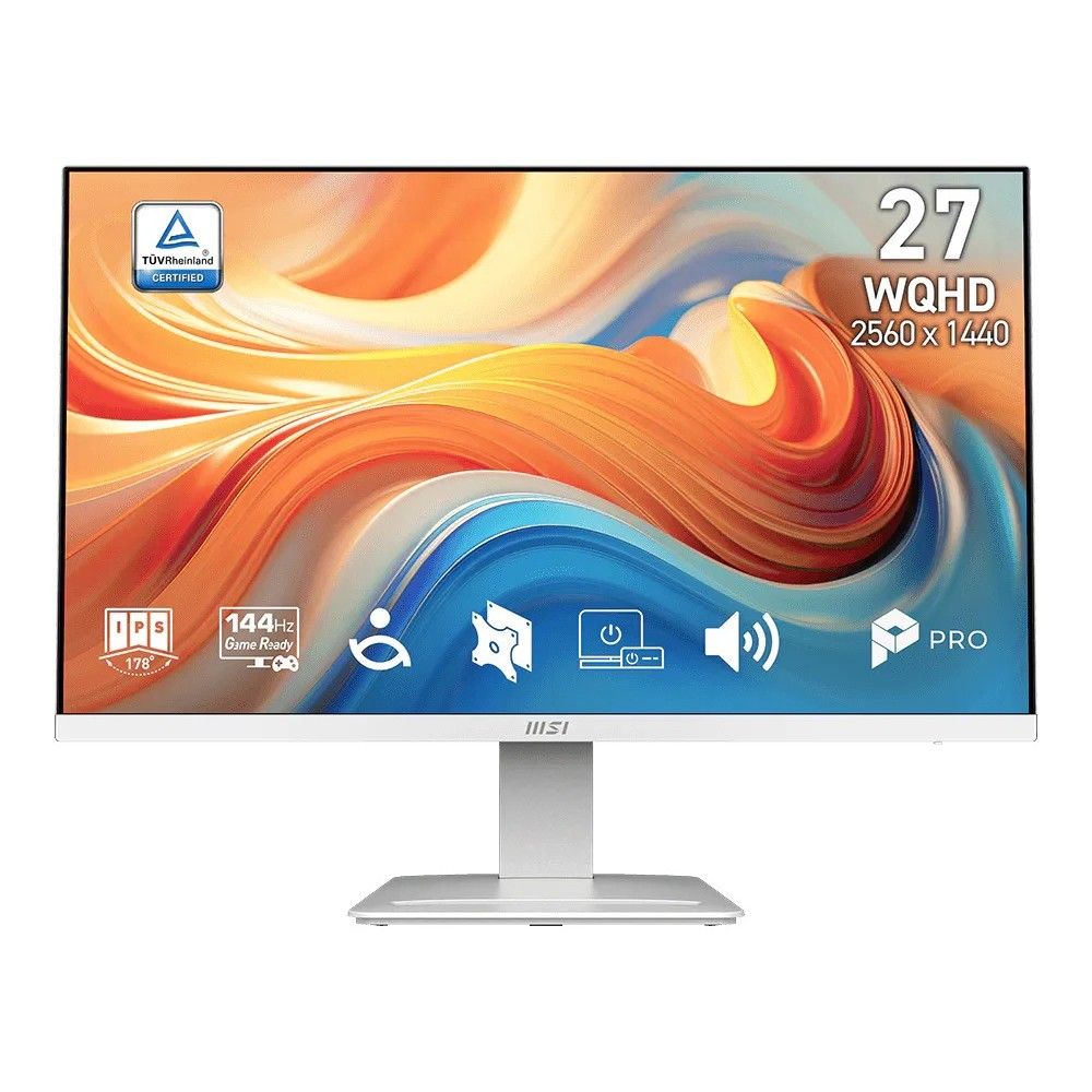 Монитор 27" MSI PRO MP273QW E14  IPS, 2560x1440, 144Hz, 1ms, 300сd/m, 1500:1, HDR | 2xHDMI(2.0b), DP(1.2a) | InPSU, Speakers, Vesa 100, White