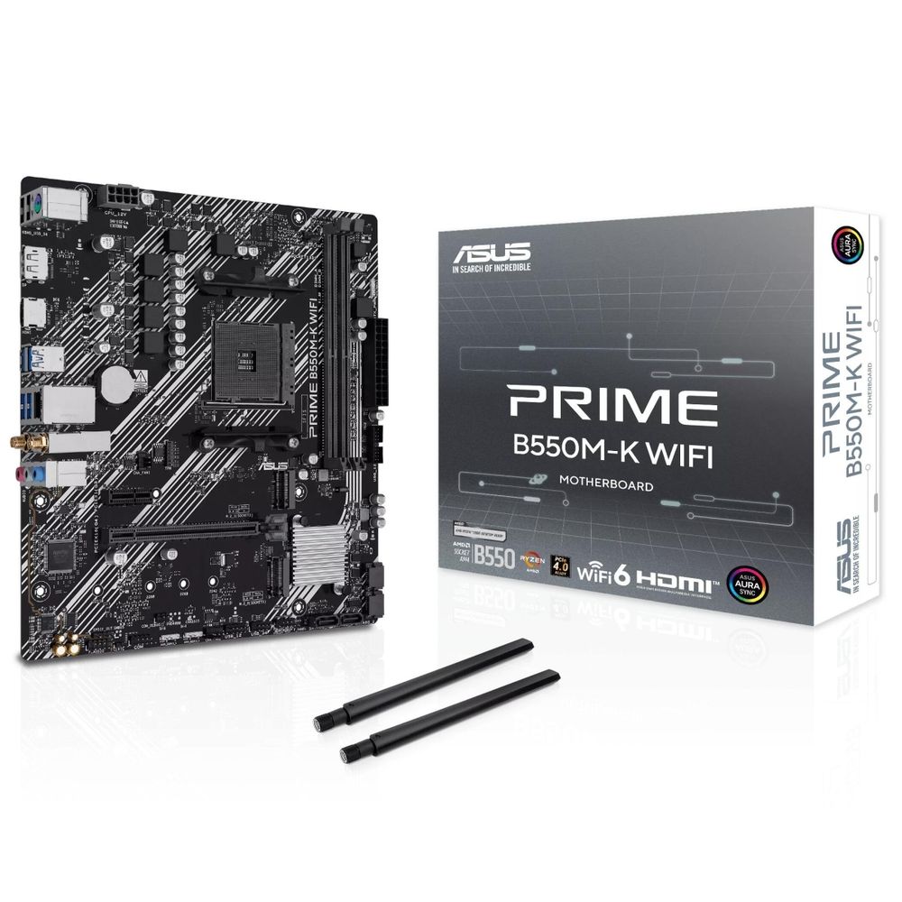 Материнская плата ASUS PRIME B550M-K WIFI B550, AM4, 2*DDR4, 1*PCIEx16, 1*PCIEx1, 2*M.2, 6*USB3.2Gen1, 6*USB2.0, 4*SATA3.0, 1G, DP, HDMI, M-ATX, RTL