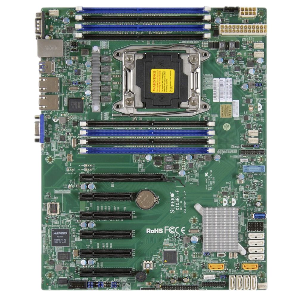 Материнская плата SuperMicro MBD-X10SRI-F-O ATX, 1xLGA2011 (up to 145W TDP), iC612, 8xDDR4, 10xSATA, 2x1GbE, IPMI, 1x PCIEx16, 2x PCIEx8, 2x PCIEx4, 1x PCIEx2, 2xSDOM, 4x USB3.0, 8x USB2.0