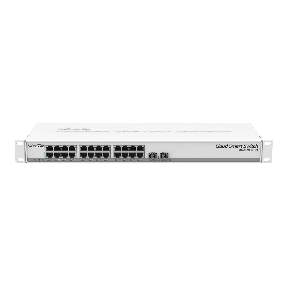 Коммутатор MIKROTIK CSS326-24G-2S+RM Cloud Smart Switch 326-24G-2S+RM with 24 x Gigabit Ethernet ports, 2x SFP+ cages, 1U rackmount case, PSU {10} (002334)
