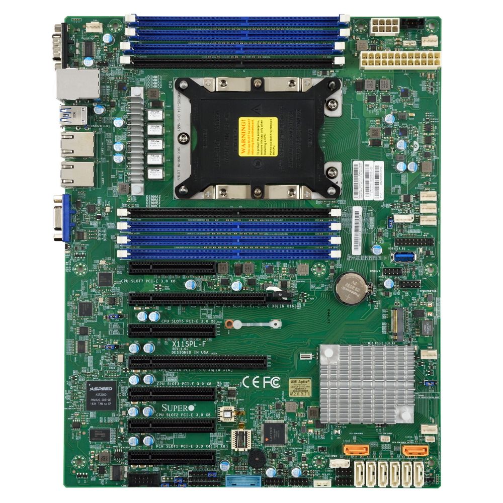 Материнская плата SuperMicro  MBD-X11SPL-F-O ATX  LGA 3647 8xDDR4 slots  8xSATA3  8xUSB2.0  5xUSB3.0  1xVGA