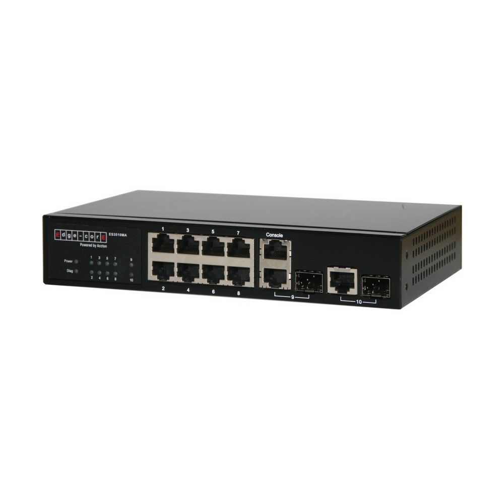 Коммутатор Edge-corE ES3510MA Edge-corE 8-Port 10/100BASE-TX + 2 Combo G (RJ-45/SFP), SFP dual speed 100BASE-X/1000BASE-X, Fanless Design, AC L2 Fast Ethernet Switch {4}
