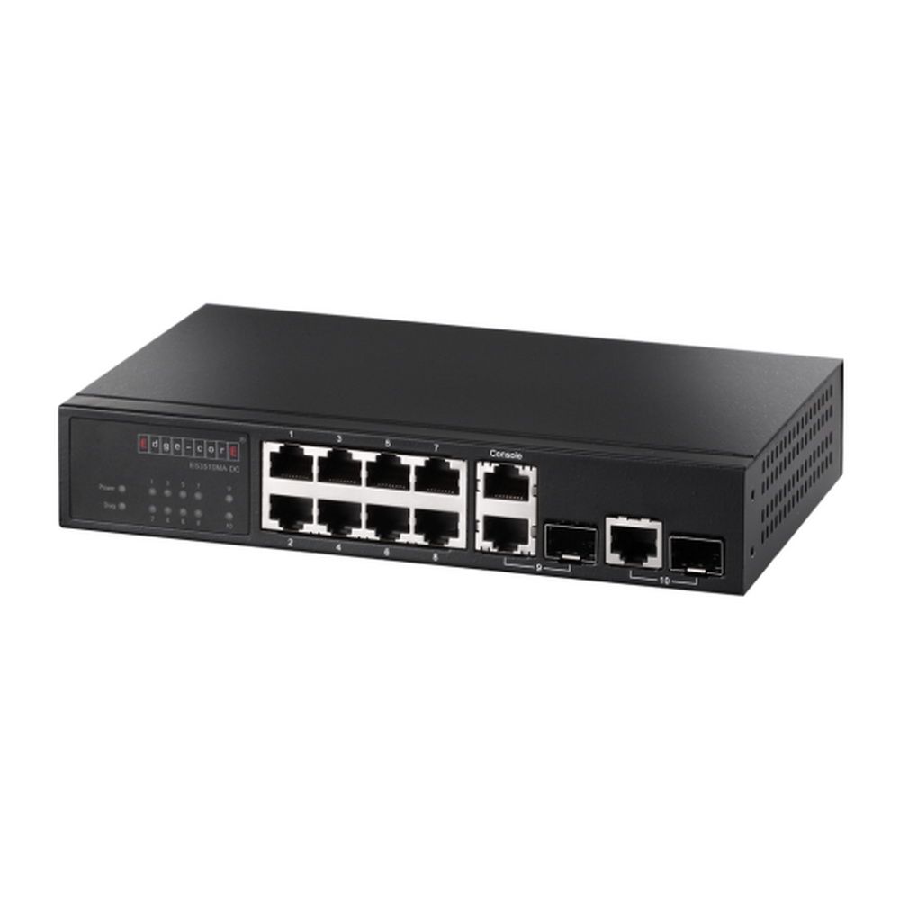 Коммутатор Edge-corE ES3510MA-DC Edge-corE 8-Port 10/100BASE-TX + 2 Combo G (RJ-45/SFP), SFP dual speed 100BASE-X/1000BASE-X, Fanless Design, DC L2 Fast Ethernet Switch