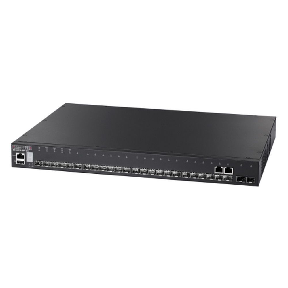 Коммутатор Edge-corE ECS4510-28F Edge-corE 22 x GE SFP + 2 x GE Combo (RJ45/SFP) + 2 x 10G SFP+ ports + 1 x expansion slot (for dual 10G SFP+ ports) L2+ Stackable Switch w/ 1 x RJ45 console port, 1 x USB type A storage port, RPU connector, Stack up to 4 units