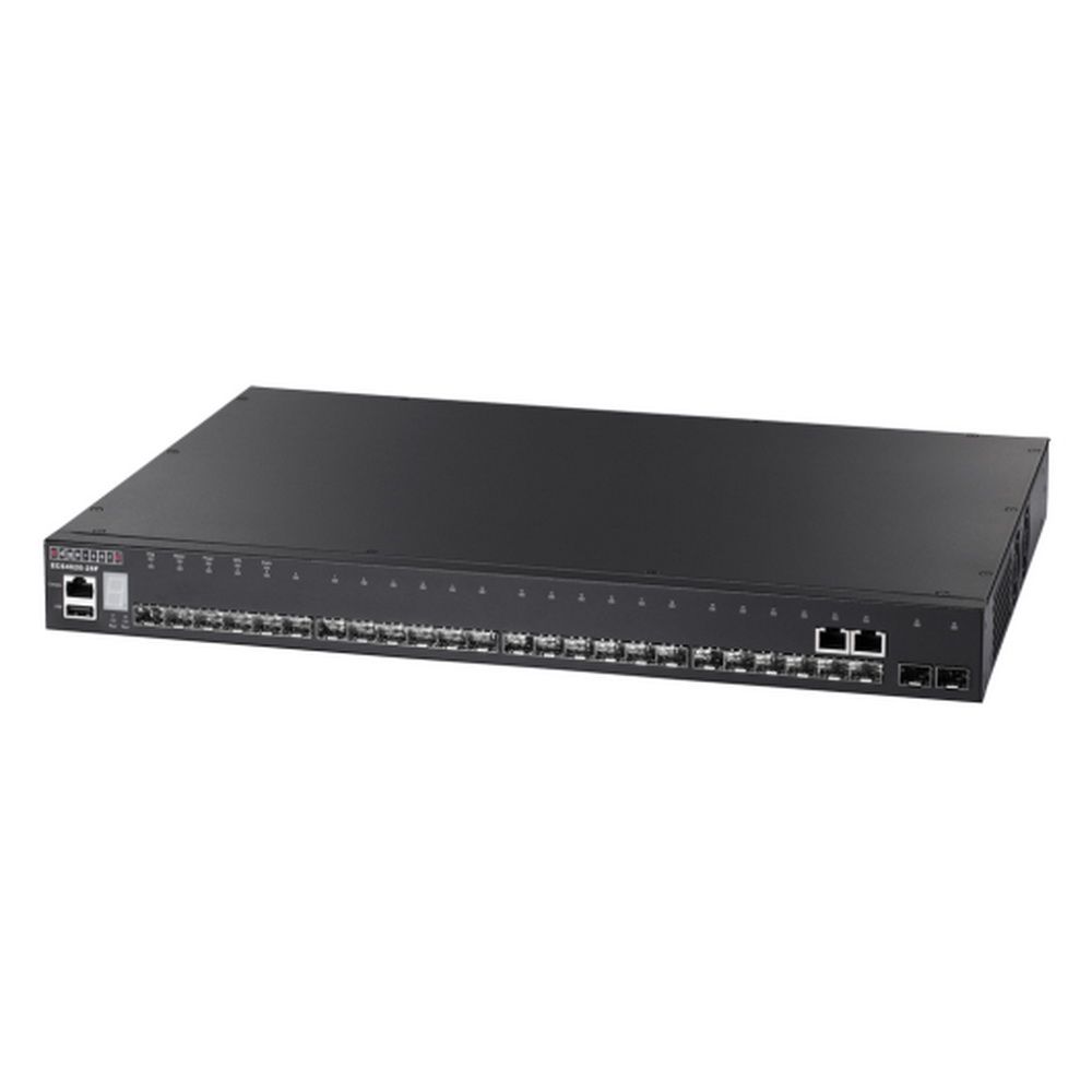 Коммутатор Edge-corE ECS4620-28F Edge-corE 22 x GE SFP + 2 x GE Combo (RJ45/SFP) + 2 x 10G SFP+ ports + 1 x expansion slot (for dual 10G SFP+ ports) L3 Stackable Switch w/ 1 x RJ45 console port, 1 x USB type A storage port, RPU connector, Stack up to 4 units