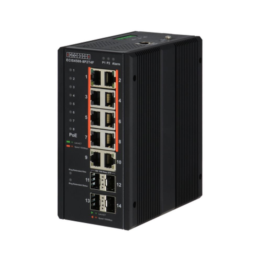 Коммутатор Edge-corE 8 10/100/1000 BASE-T PoE+ Ports , 2 10/100/1000 BASE-T Ports, plus 4 100/1000BASE-X SFP Industrial Gigabit Ethernet Switch Edge-corE ECIS4500-8P2T4F