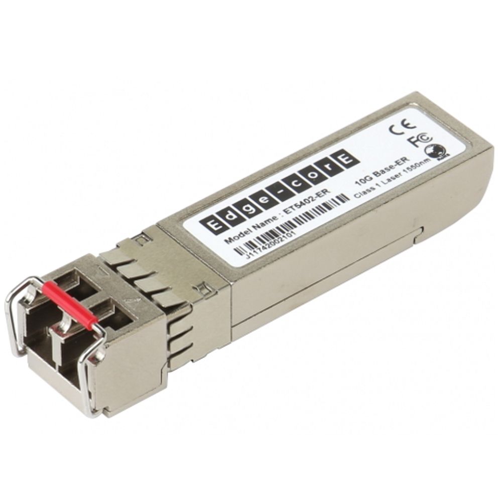 Трансивер Edge-corE 10G SFP+ Transceiver, 1550nm Siglemode, 802.3ae 10GBASE-ER Compliance, 40Km, LC duplex, compatible with all Edge-Core SFP+ series switches Edge-corE ET5402-ER