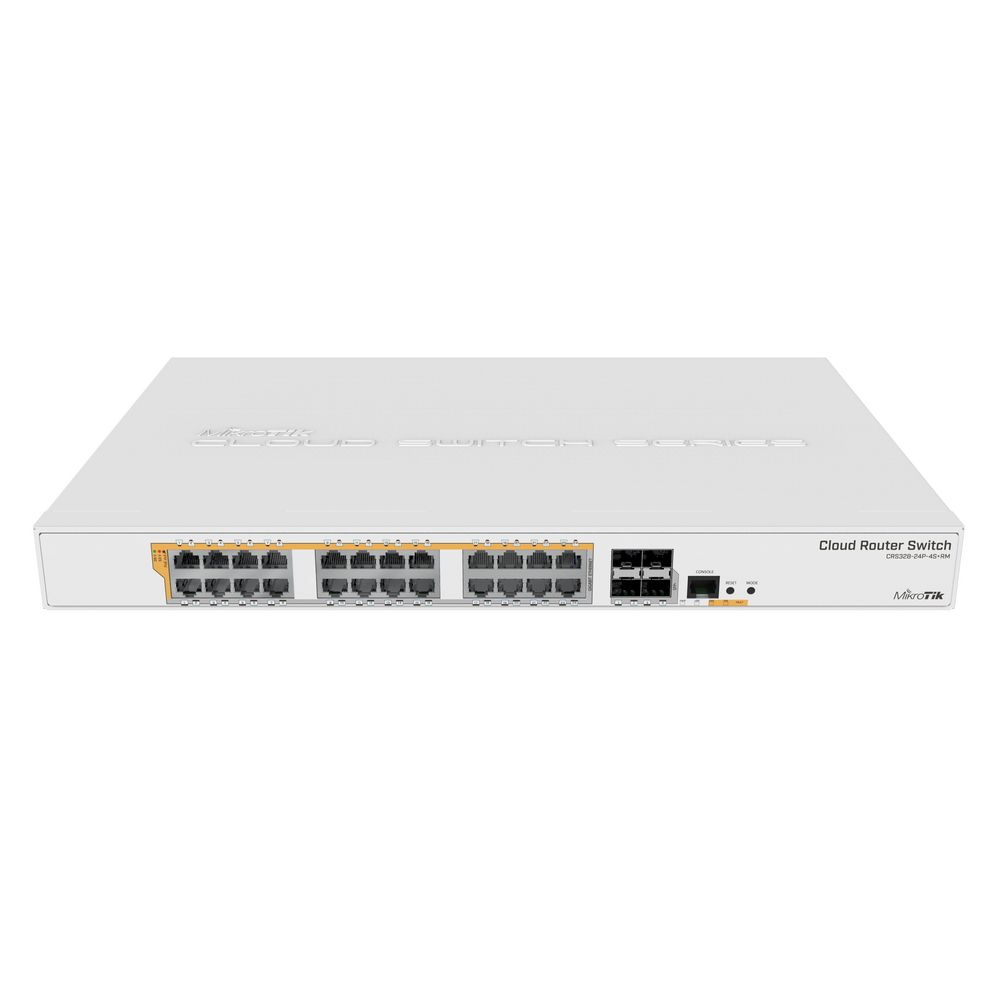 Коммутатор MIKROTIK CRS328-24P-4S+RM Cloud Router Switch with 800 MHz CPU, 512MB RAM, 24xGigabit LAN (all PoE-out), 4xSFP+ cages, RouterOS L5 or SwitchOS (dual boot), 1U rackmount case, 500W built-in PSU {2} (002228)
