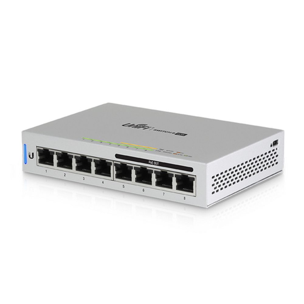 Коммутатор Ubiquiti UniFi Switch 8-60W |US-8-60W| PoE-коммутатор, 8х 1G RJ45, раздача 15.4 Вт, (026188)