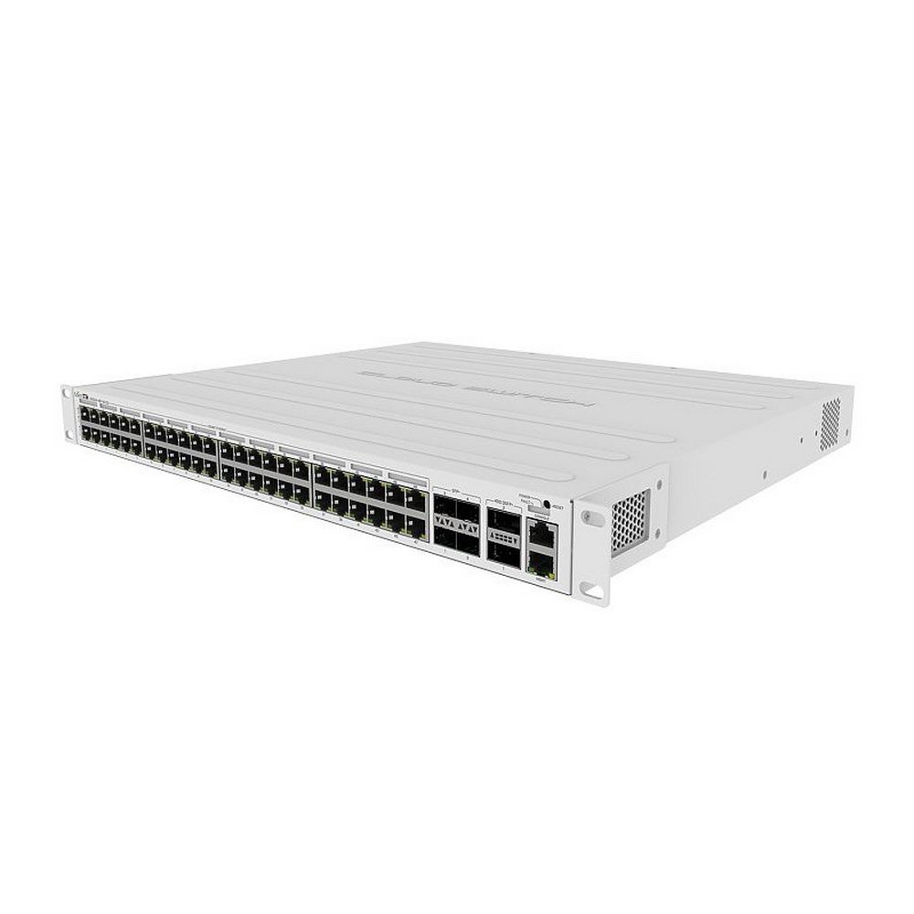 Коммутатор MIKROTIK CRS354-48P-4S+2Q+RM Cloud Router Switch 354-48P-4S+2Q+RM with 48 x Gigabit RJ45 LAN (all PoE-out), 4 x 10G SFP+ cages, 2 x 40G QSFP+ cages, RouterOS L5, 1U rackmount enclosure, 750W PSU (002273)