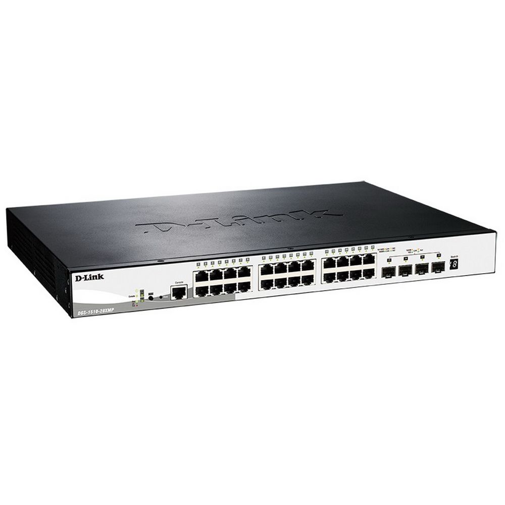 Коммутатор D-Link DGS-1510-28XMP/A1A Управляемый стекируемый коммутатор SmartPro с 24 портами 10/100/1000Base-T с поддержкой РоЕ и 4 портами 10G Base-X SFP+, {3} (413780) (DGS-1510-28XMP/A1A)